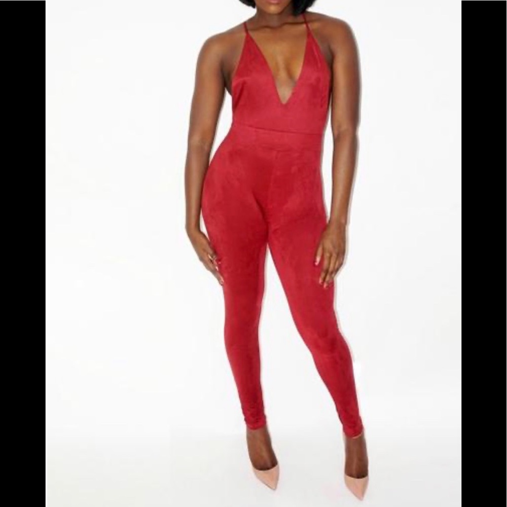 NURAZZI VIVIENNE FAUX SUEDE JUMPSUIT